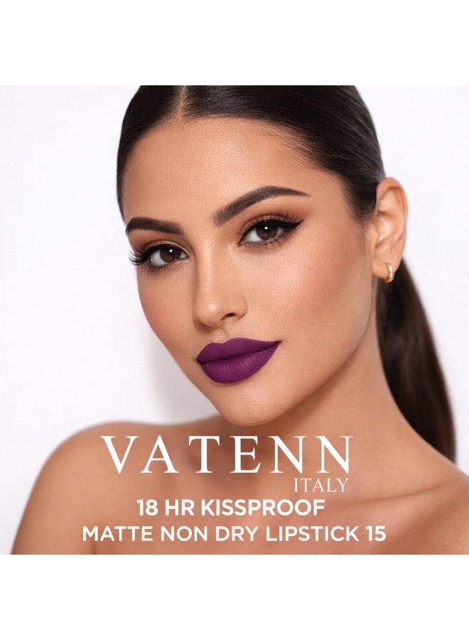 VATENN ITALY 18 Hr Kissproof Lipstick 15 Matte liquid lipstick, Lead-Free ,No Dry Feel, Weightless Feel, Vinyl Ink Kissproof /Lip Lingerie Transfer-Proof, All Day Wear. - Image 3